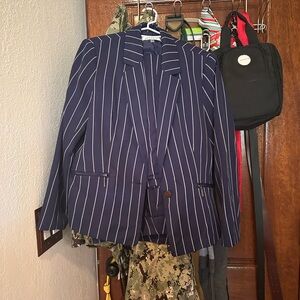 Blue Kasper pinstripe suit set. Never worn.